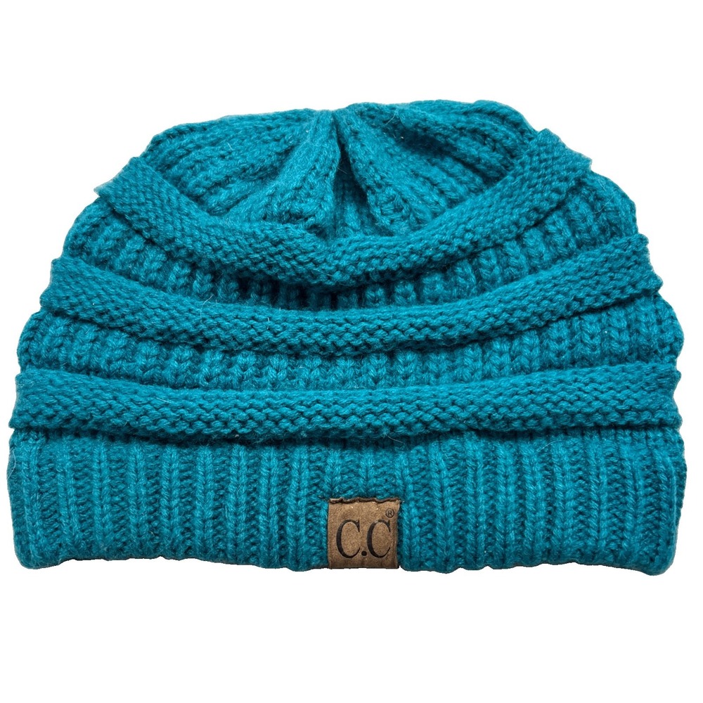 C.C Exclusives Ribbed Knit Beanie Hat Acrylic Warm Winter Cap Teal